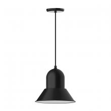 Montclair Light Works PEB123-41-C11 - 12" Prima shade, pendant with Gray and Yellow Dot Fabric Cord and canopy, Black