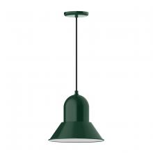 Montclair Light Works PEB123-42-C26 - 12" Prima shade, pendant with ivory fabric cord and canopy, Forest Green