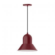 Montclair Light Works PEB123-55-C27 - 12" Prima shade, pendant with neutral argyle fabric cord and canopy, Barn Red