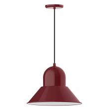 Montclair Light Works PEB125-55 - 16" Prima shade, pendant with black cord and canopy, Barn Red