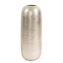 Howard Elliott 35085 - Oversized Metal Cylinder Vase with Hammered Silver Finish, Large