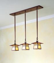 Arroyo Craftsman CICH-8/3EM-VP - 8" carmel 3 light in-line chandelier without overlay (empty)
