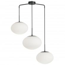 Dainolite RCL-323P-MB - 3 Light Pendant in Matte Black w/ White Opal Glass